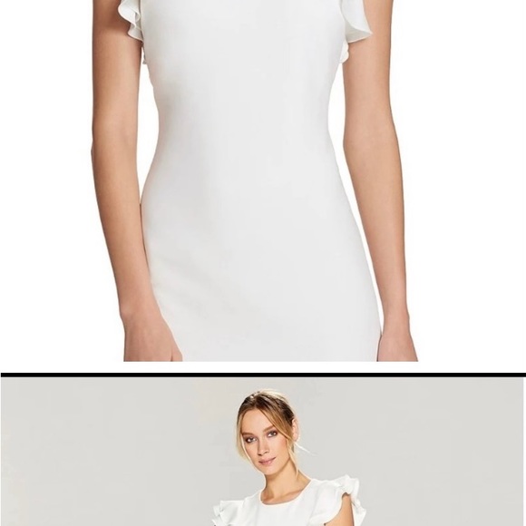 Tommy Hilfiger Scuba Crew Neck Flutter Ruffle Cap Sleeve Sheat Dress - Picture 6 of 6